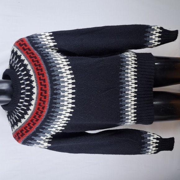 Vintage Peter England Aztec black & white mix blend XL pullover knit sweater - Picture 2 of 7